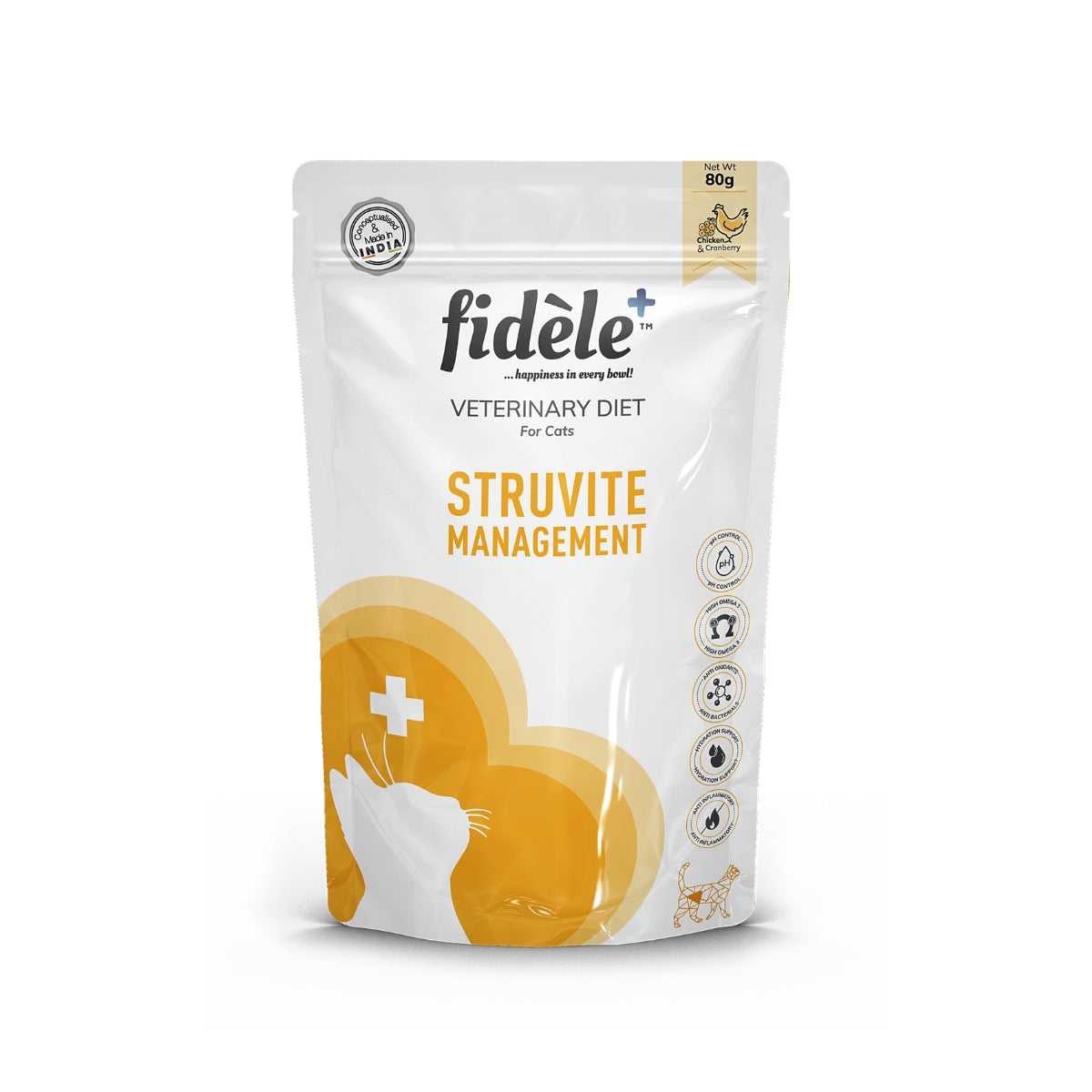 FIDELE+ STRUVITE MANAGEMENT WET POUCH FOR CATS 80 GMS