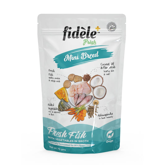 FIDELE+ Fresh Fish Wet Dog Food for 70 g Pouch Mini Breeds